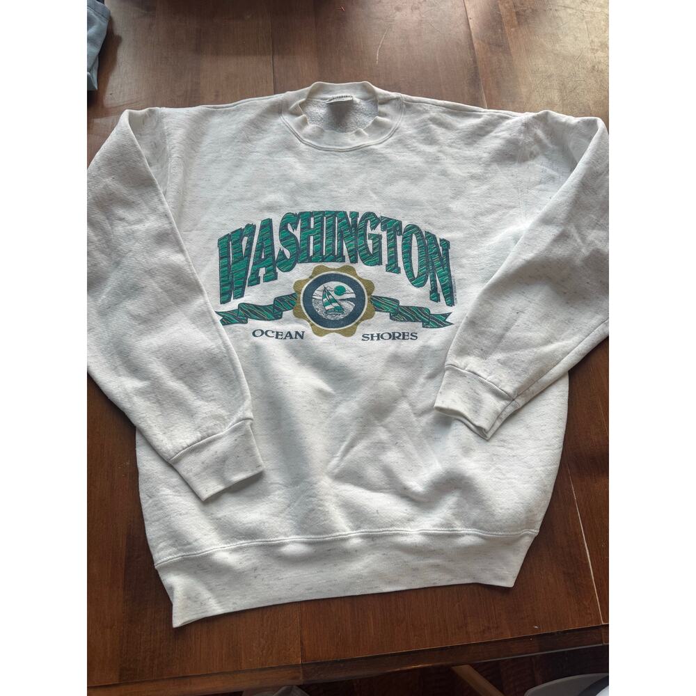Vintage Oneita Power-Sweats Washington Ocean Shores Crewneck Sweatshirt LargeUSA